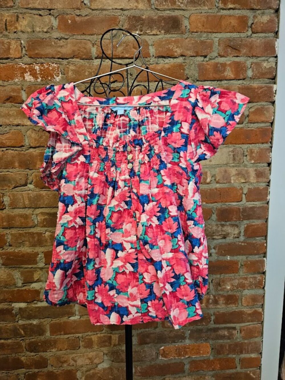 Draper James Cotton Rayon Blend Floral Top with Cap Sleeves Size Small NWOT